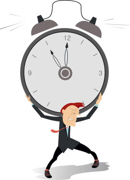 recommend clip art: Businessman. Stop time concept. Deadline.
                    Tired businessman carries a big alarm clock on his back
                    