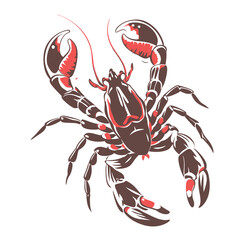 Hand drawn crawfish vector illustration white background
