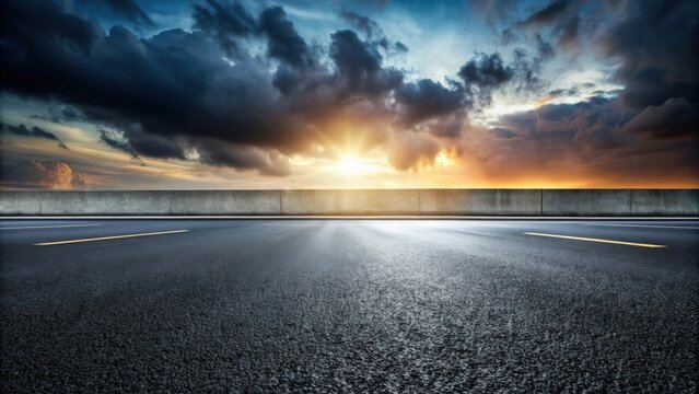 Black asphalt road and empty dark street scene background suitable for studio room interior display products wall background, Asphalt