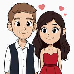 Couples Starting Date Vector Art with White Background