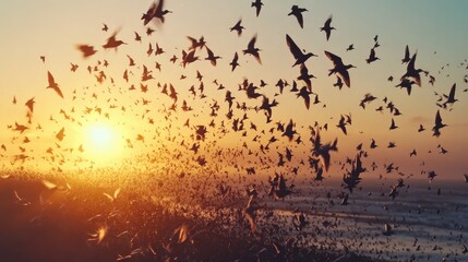 Flock birds Snettisham coast. Generative AI