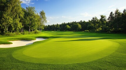 Golf course, green expanse. Generative AI