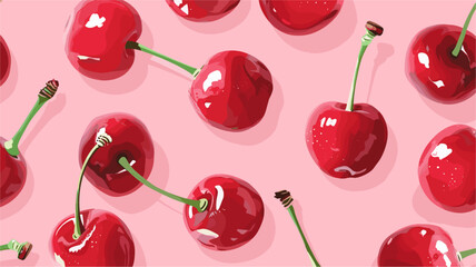 Bright cherries pattern over pink background