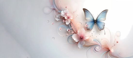 Abstract background of flowers and butterflies. Generated AI