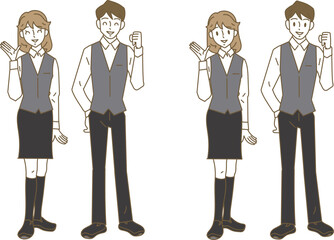 案内するアミューズメントスタッフの男女