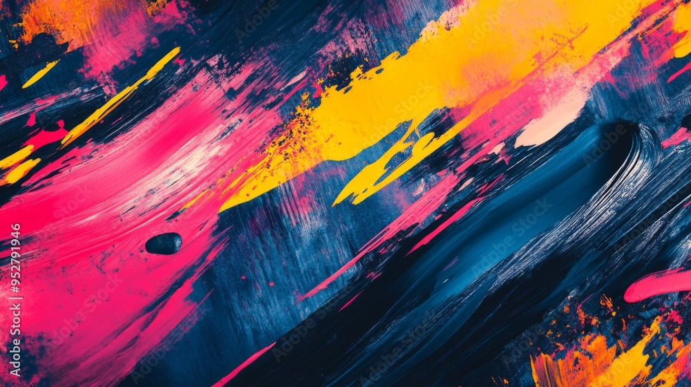 Leinwandbilder dynamic abstract background with vivid brush strokes and splashes of paint, showcasing an energetic 