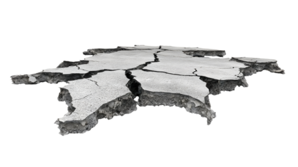 cracked asphalt surface symbolizing damage and breakage isolated png transparent background