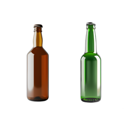 Brown and green drink PNG bottle  on transparent background. Concept template for advertising, collage, clip art. Mock-up of beer, alcohol and others