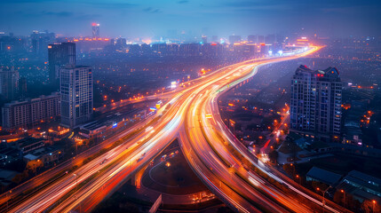 Fototapeta premium Road Traffic on City Highway