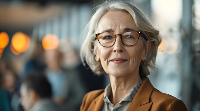 Confident senior woman in glasses. Generative by AI