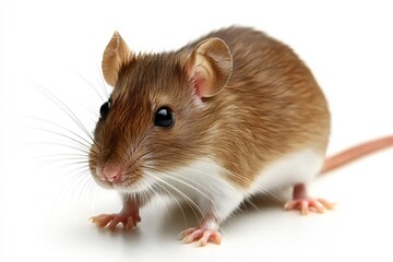 close-up of a rat on white background