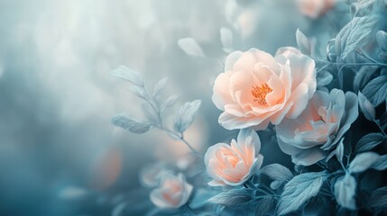 delicate and dreamy floral design in a double exposure layout, featuring soft colors ideal for a sophisticated botanical-themed banner