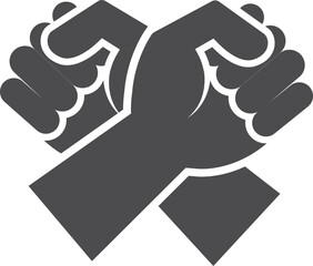 Crossed fists black icon. Resistance symbol. Fight sign