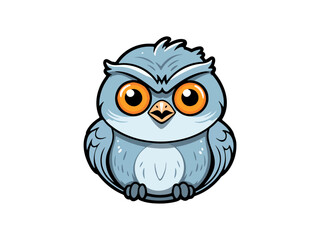 Fluffy owl cartoon with big orange eyes