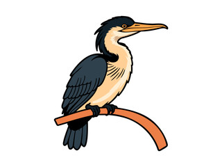 Obraz premium Cartoon bird on a branch