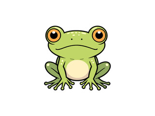 Green cartoon frog staring forward