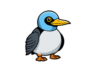 Blue cartoon penguin with large eyes