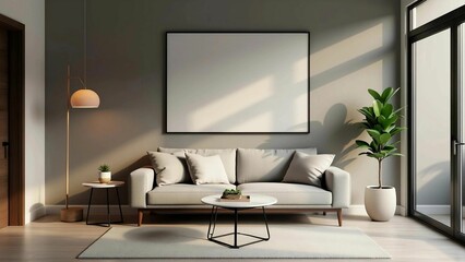 Modern Minimalist Living Room Mockup with Neutral Tones