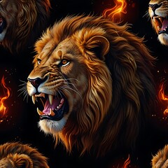 Naklejka premium a picture of a lion with the words lions on it.