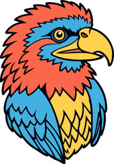 Colorful parrot with blue and orange feathers