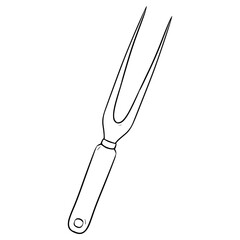meat fork illustration hand drawn outline vector