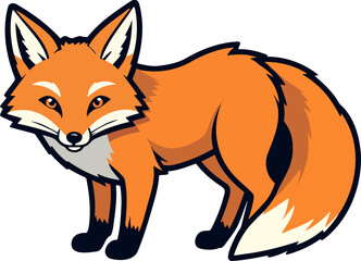 Cartoon style full-body fox standing