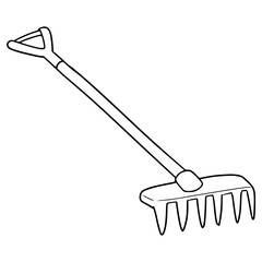 garden rake illustration hand drawn outline vector
