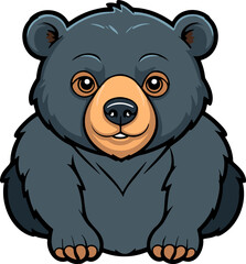 Blue cartoon bear sitting down