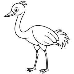 Happy Crane Full-Body Vector Illustration on White Background