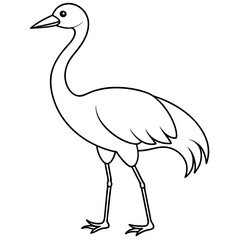 Happy Crane Full-Body Vector Illustration on White Background