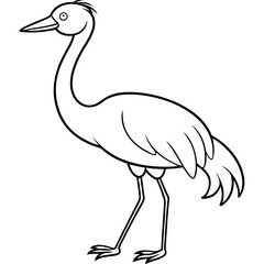 Happy Crane Full-Body Vector Illustration on White Background