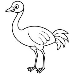 Happy Crane Full-Body Vector Illustration on White Background