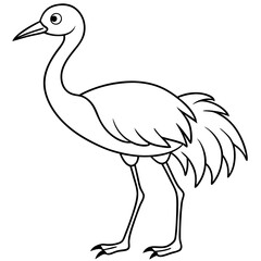 Happy Crane Full-Body Vector Illustration on White Background