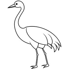 Happy Crane Full-Body Vector Illustration on White Background