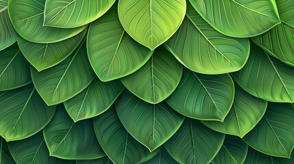 Fototapeta premium Abstract leaves form a vibrant background, a colorful representation of plant textures. Nature's design in art, a display of green leaves.