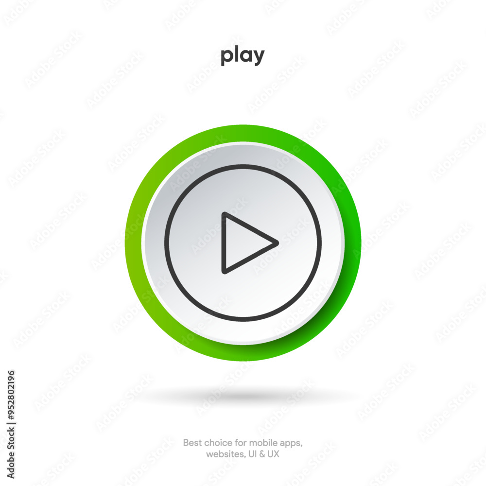 Fototapete flat style red play button icon. start sign. play music or sound vector element for ui ux, website, 