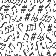 Music note seamless pattern. Melody symbols