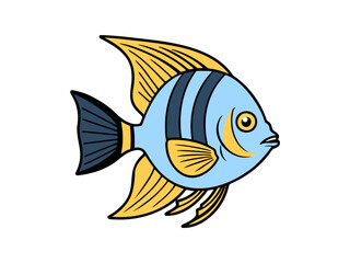 Blue striped fish cartoon