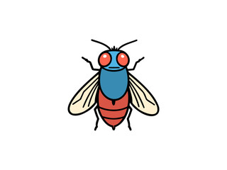 Cartoon bee with a blue and red body