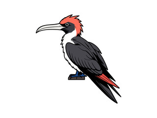 Black and red cartoon bird with a prominent beak