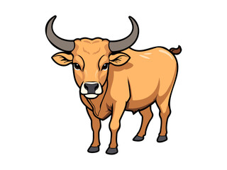 Illustrated portrait of a standing bull