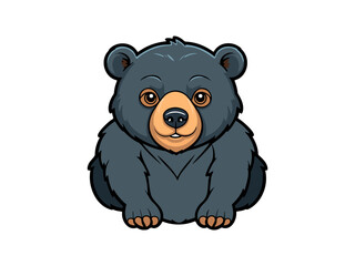 Blue cartoon bear sitting down