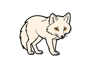 Orange-eyed cartoon fox looking down