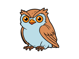 Blue cartoon owl with large eyes