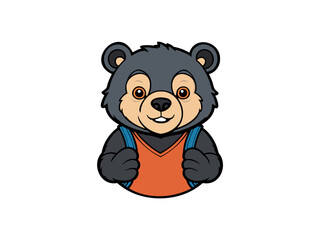Cartoon bear wearing an orange backpack