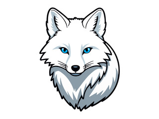 Cartoon white fox with blue eyes