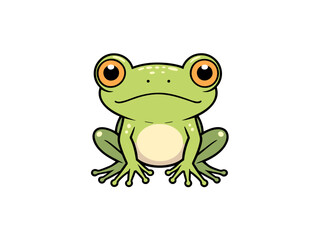 Green cartoon frog staring forward
