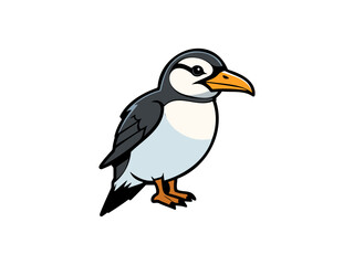 Black and white cartoon puffin