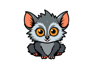 Playful cartoon bushbaby with big eyes