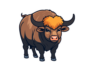 Majestic buffalo with curled horns